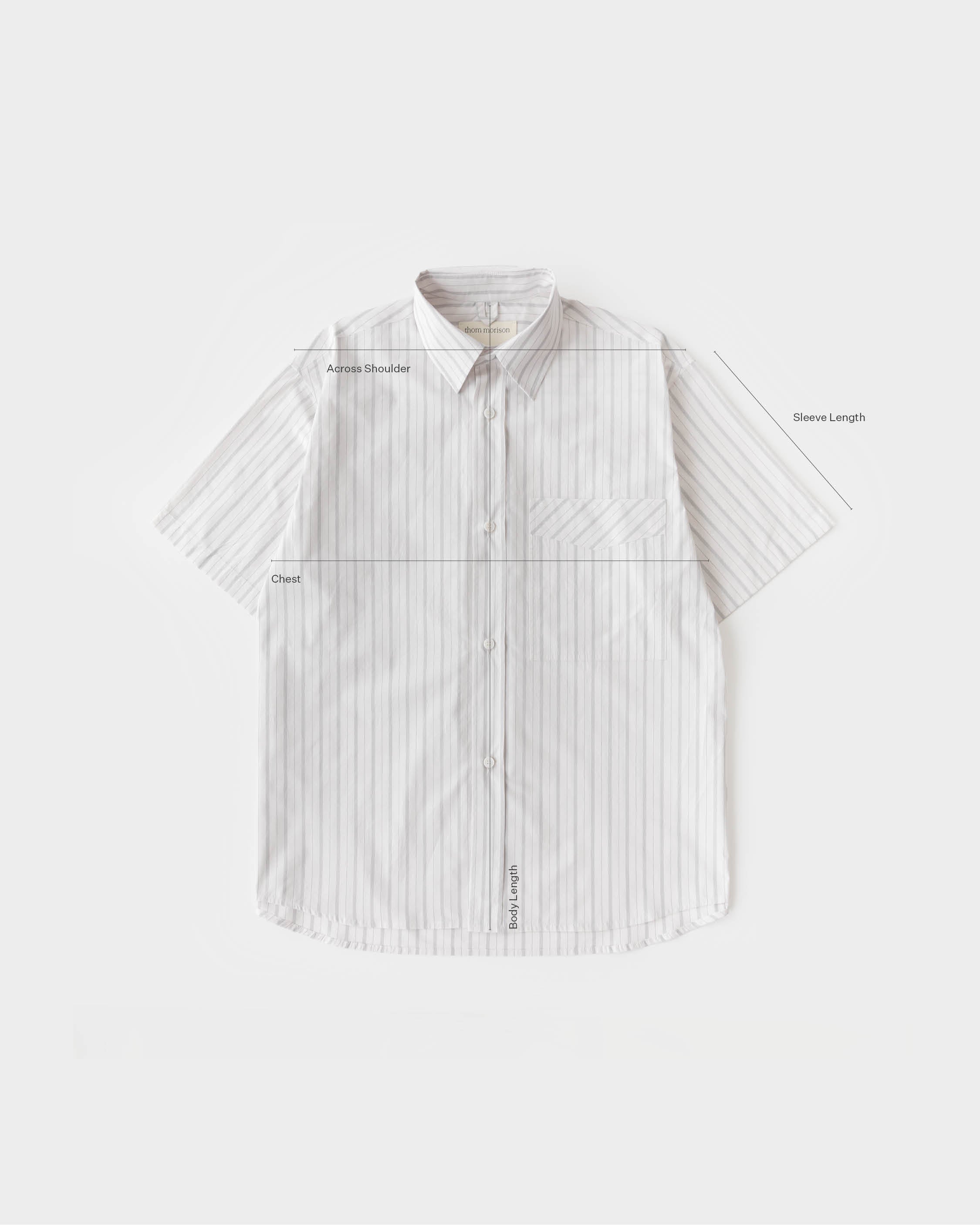 M001 Relaxed Shirt - White Grey Stripe